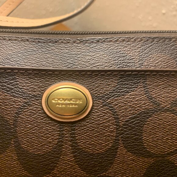 Coach Women's Signature PVC Corner Zip Large Wristlet SV/Brown Azalea F51258 - Picture 15 of 16